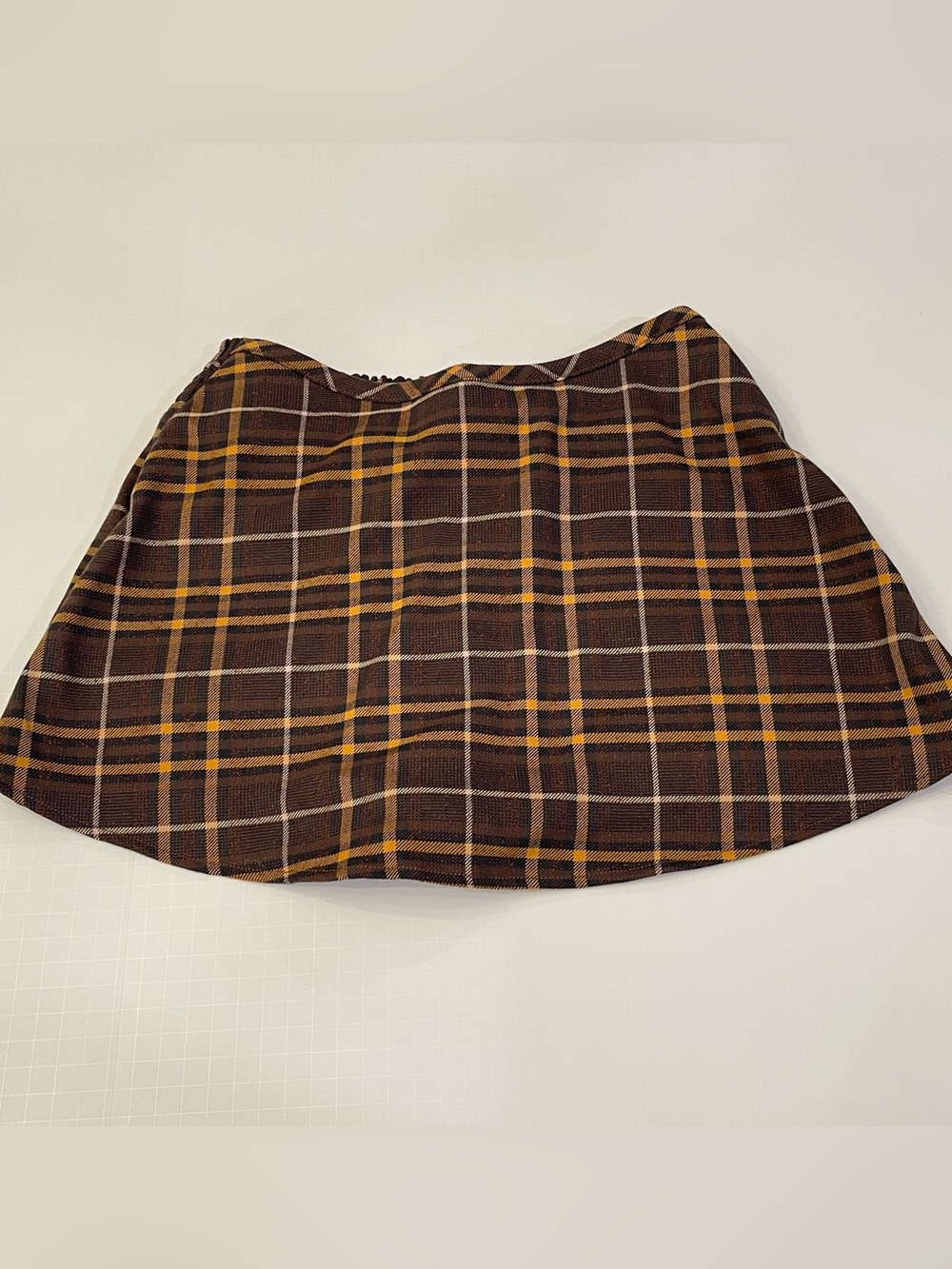 Free People Brown Plaid Mini Skort Herringbone Stripe